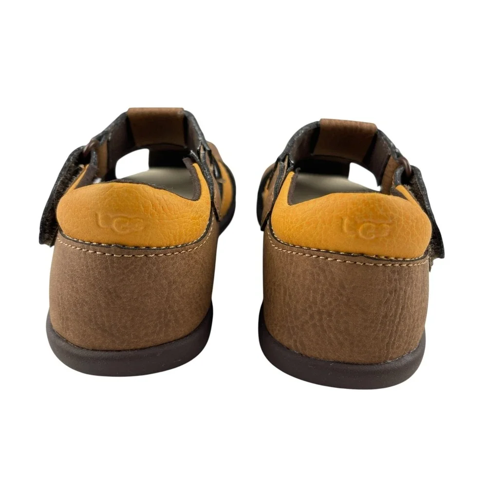 UGG Kylo Fisherman Sandals Toddler Size 6 Brown Yellow Hook Loop 1132722T